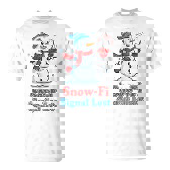 Snow-Fi Signal Lost Cute Christmas Snowman Pun T-Shirt - Thegiftio