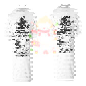 Snowwoman With Coffee Christmas For Girls Tri-Blend T-Shirt - Monsterry