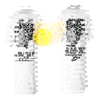 Softball Leopard Heart Graphic Fastpitch Game Day Vibes T-Shirt | Seseable CA