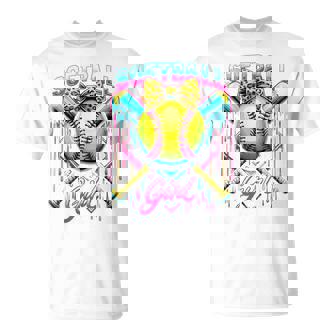 Softball Player Girl Ice Cream Softball Drip T-Shirt - Monsterry