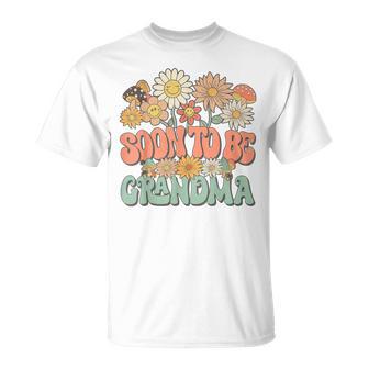 Soon To Be Grandma Expecting Baby Daisy Groovy Wildflower Tシャツ - Kawaiitshirt