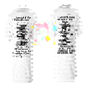 I Survived 67 Days Of School Teacher Students Cat Six Seven T-Shirt - Monsterry