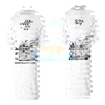 Sydney Australia Vintage Watercolor Scenic Nature Travel T-Shirt | Mazezy