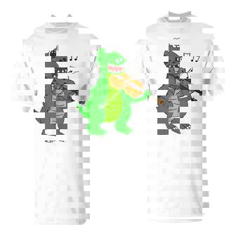 T-Rex Playing Violin Violinist Music Teacher Dinosaur Tank Top T-Shirt | Mazezy