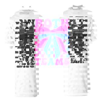 Both Teams Bisexual Bi Pride Flag LGBTQ Coquette Bow T-Shirt | Mazezy