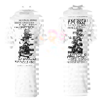 Never Underestimate Old Woman Ride Motorcycles 70 Biker T-Shirt | Mazezy