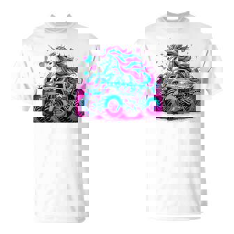 Unicorn Monster Truck Girl Birthday Party T-Shirt | Mazezy