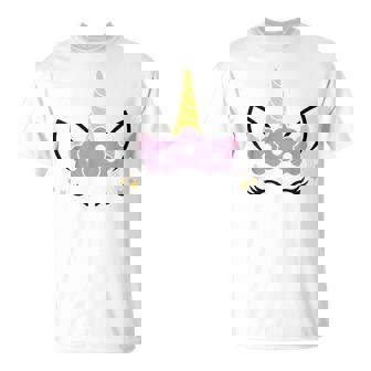 Unicorn Smile Eyelashes Kid Unicorns Flowers Wreath T-Shirt | Mazezy