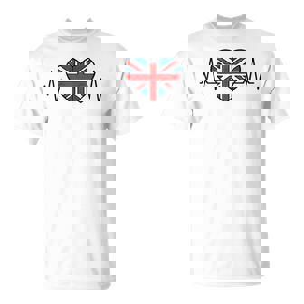 United Kingdom Heartbeat Union Jack Heart UK Pride T-Shirt | Mazezy
