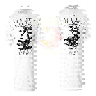 Valdez Alaska Salmon Fishing Since 1898 Arched Olive Letters T-Shirt | Mazezy