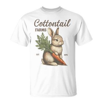Vintage Bunny With Carrot Cottontail Farms Spring T-Shirt - Monsterry