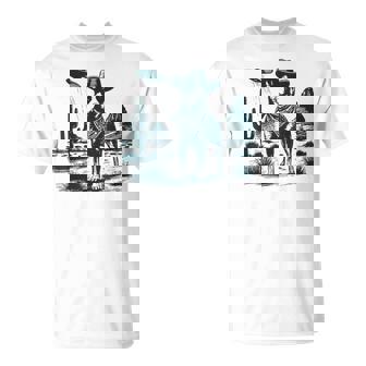 Vintage Heeler UFO Western Cowboy Australian Cattle Dog Dad T-Shirt | Mazezy