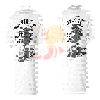 Wait Your Turn Fat Boy Turkey & Santa Xmas Thanksgiving T-Shirt - Monsterry