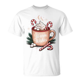 Warm Wishes Hot Cocoa Cozy Christmas Candy Hot Chocolate T-Shirt - Monsterry