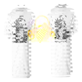 Wicker Picnic Basket With Bread And Lavender T Shirt T-Shirt | Mazezy