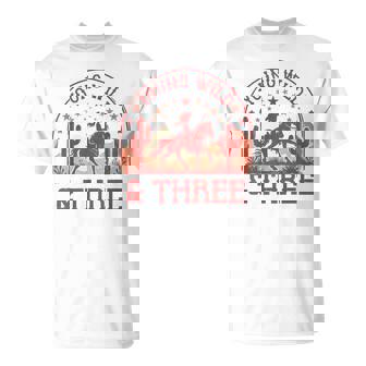 Young Wild & Three 3Rd Bday Girl 3 Year Old Western Cowgirl T-Shirt | Seseable FR