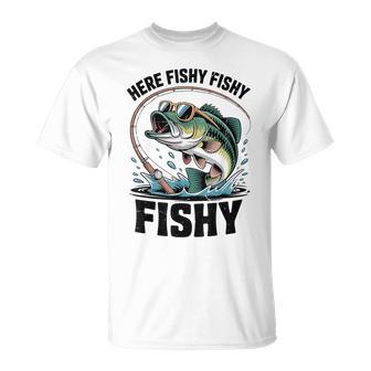 Youth Boy Here-Fishy Fishing- Toddler Small Mouth Bass T-Shirt | Mazezy