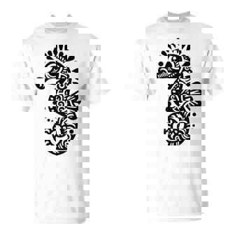 かわいいタツノオトシゴ ポリネシア トライバル マオリ柄 タツノオトシゴ 長袖tシャツ Tシャツ - Kawaiitshirt