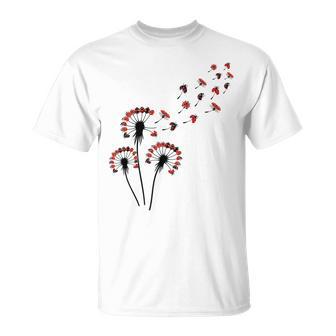 てんとう虫愛好家のためのフラワータンポポてんとう虫シャツ Tシャツ - Kawaiitshirt