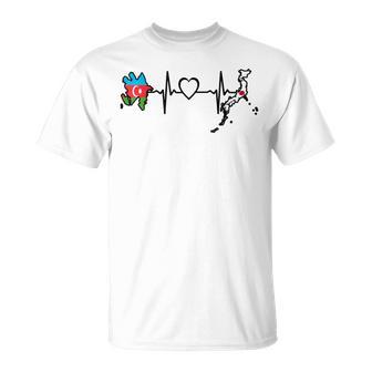 アゼルバイジャン日本ハートビート アゼルバイジャン 日本国旗 Tシャツ - Kawaiitshirt