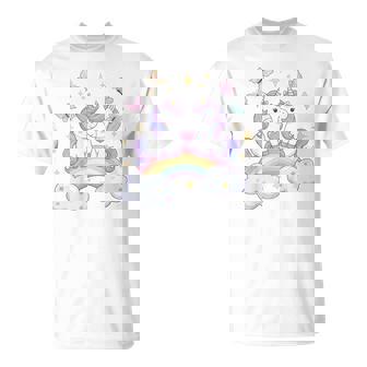 キッズ ユニコーンバタフライは、女の子向けの心と虹のアートを備えています Tシャツ - Kawaiitshirt