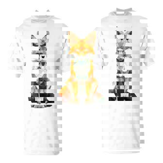 キツネ アニマル柄 グラフィック ポートレート イラスト 幾何学 キツネ Tシャツ - Kawaiitshirt