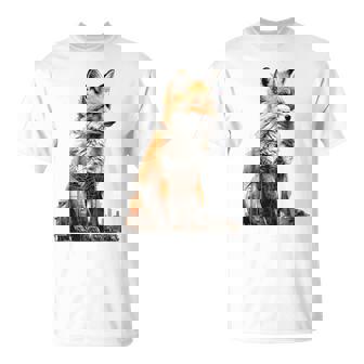 キツネ アニマル柄 モチーフ 抽象 イラスト 描画 狐 Tシャツ - Kawaiitshirt