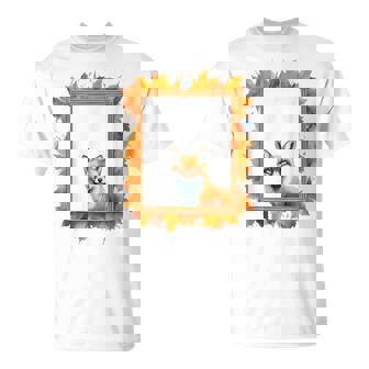 キツネ アニマル柄 モチーフ 紅葉 イラスト 自然 狐 Tシャツ - Kawaiitshirt