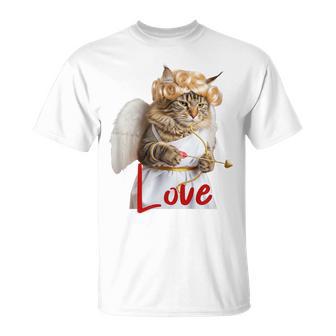 キューピッドコスチュームを着た面白い猫、聖バレンタインの猫の自撮り。 Tシャツ - Kawaiitshirt