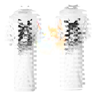 クールな水彩 三毛猫顔 三毛猫 お母さん 猫 お父さん Tシャツ - Kawaiitshirt