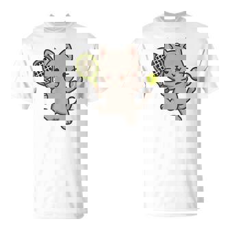 テニスをする猫。かわいいスポーツ猫。 Tシャツ - Kawaiitshirt
