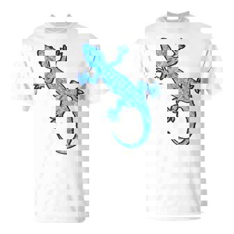 トライバル バティック パターン ヤモリトカゲ デニムブルーtシャツ Tシャツ - Kawaiitshirt