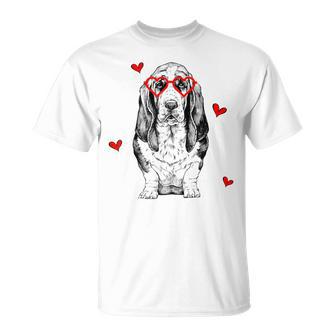 バセットハウンド ハートグラス バレンタインデー 犬 ママ Tシャツ - Kawaiitshirt