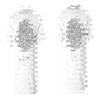 パリ フランス コーディネート 地図 故郷 Tシャツ - Kawaiitshirt
