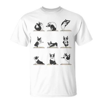 ボストンテリア ヨガ アサナ ポーズ 瞑想 おもしろtシャツ Tシャツ - Kawaiitshirt