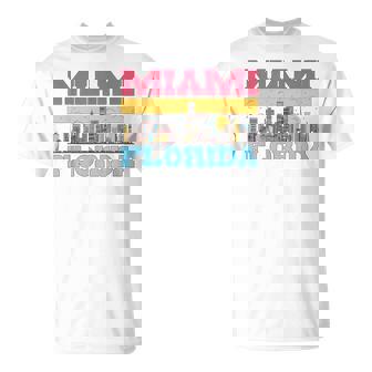 マイアミ フロリダ州 都市景観 お土産 モダン マイアミスカイライン Tシャツ - Kawaiitshirt