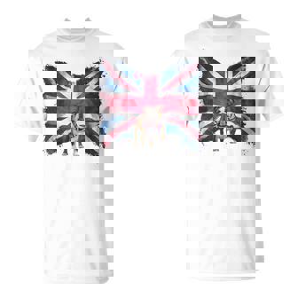 ユニオンジャックバンダナをかぶったブリティッシュブルドッグ、かわいい英国国旗。 Tシャツ - Kawaiitshirt