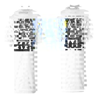 ヴィンセント・ヴァン・ゴッホ作「星月夜」 テキスト ミュージアムアート Tシャツ - Kawaiitshirt