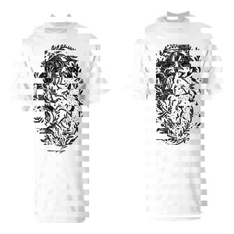 天の陰陽狐 太陽と月 ボーホーウッドランドアート Tシャツ - Kawaiitshirt