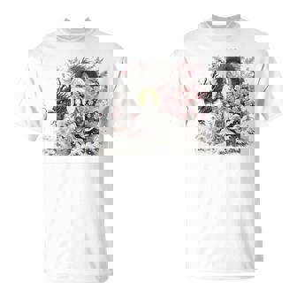 日本 浮世絵 観音菩薩 竜 桜 波 バックプリント 長袖tシャツ Tシャツ - Kawaiitshirt