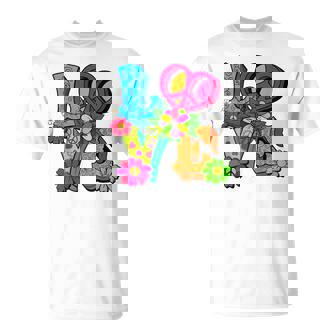 明るくカラフルな愛と平和 ピースサイン フラワートップ Tシャツ - Kawaiitshirt