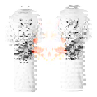 狐 アニマル柄 モチーフ 図面 イラスト 自然 狐 Tシャツ - Kawaiitshirt