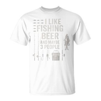 私はビール釣りが好きで、背中には3人で面白い釣りが好きです。 Tシャツ - Kawaiitshirt