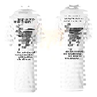 私は放射線で汚染されています 日本の猫 おもしろミーム Tシャツ - Kawaiitshirt