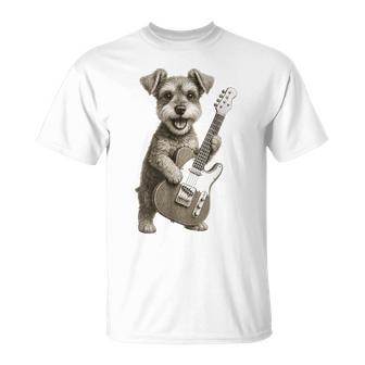面白いtシャツ シュナウザー 犬 ギター イヌ メンズ 犬好き グッズ かわいい おもしろ 面白い 服 ネタ Tシャツ - Kawaiitshirt