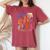 マティス 絵画 美的 花 人工抽象 秋 レディースオーバーサイズコンフォートTシャツ Crimson