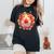 いちご モルモット 水彩 花柄 かわいい モルモット レディースオーバーサイズコンフォートTシャツ 黒