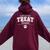Certified Treat Dealer Dog Mom Dog Dad Women Oversized Hoodie Back Print Maroon