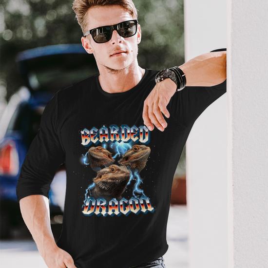 Retro 80S Heavy Metal Band Glam Rock Bearded Dragon Lover Long