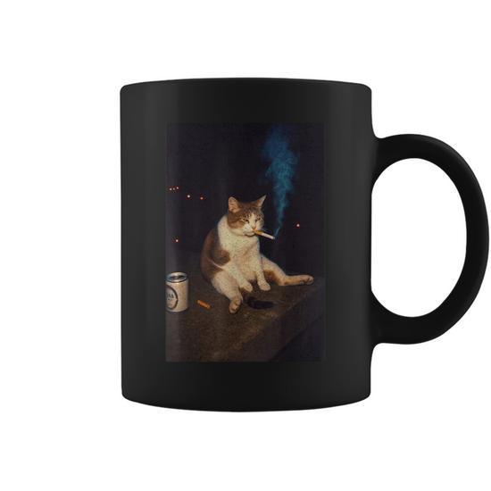 Cigarette Kitten Smoking Cat Meme Stupid Brainrot Coffee Mug